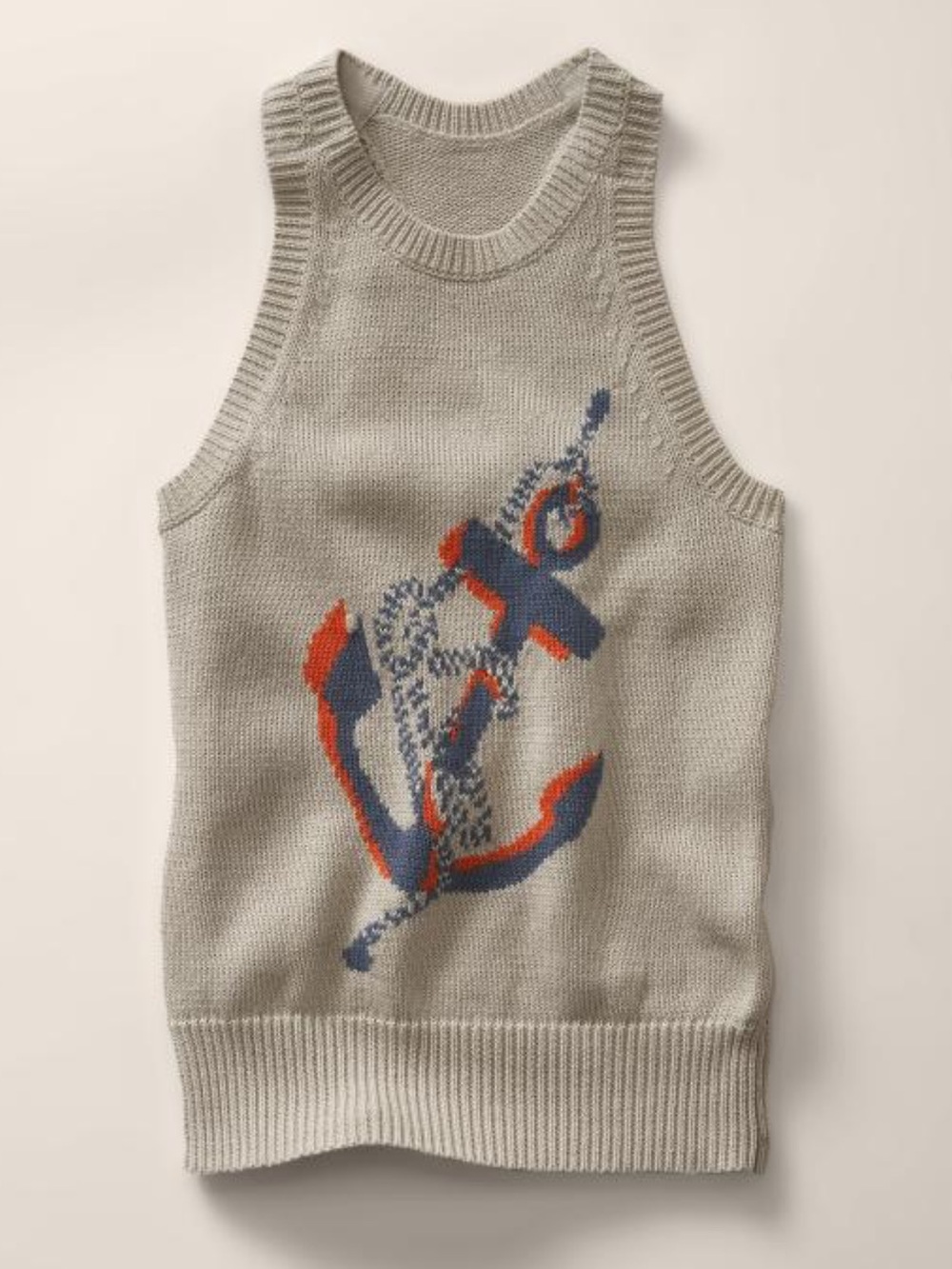 Stella McCartney for GAP Beige Knit Tank with Navy and Orange Anchor Motif